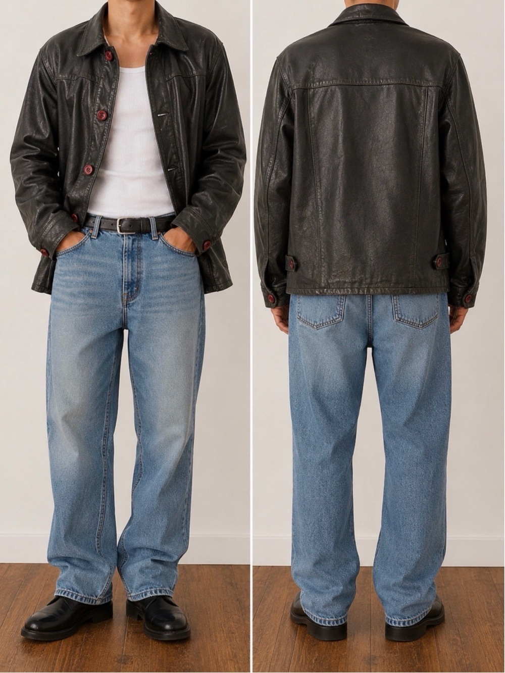 Vintage Real Leather Jacket – Made in Canada – XL– Brown Moto/Car Coat Style